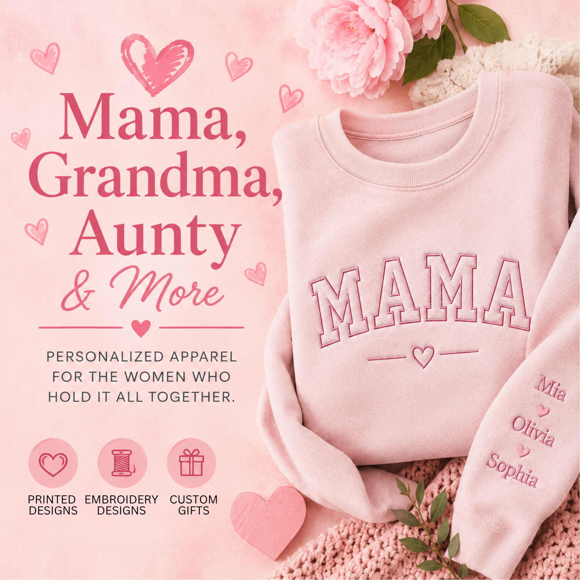 💕 Mama, Grandma, Auntie & More - Embroidery