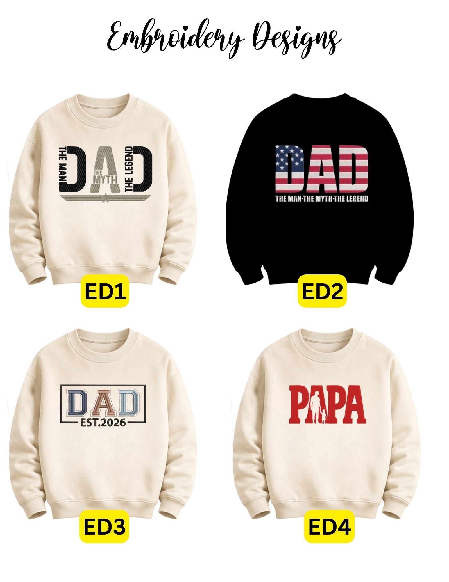 Custom Embroidered Dad/Grandpa/Papa & Personalized Name Apparel