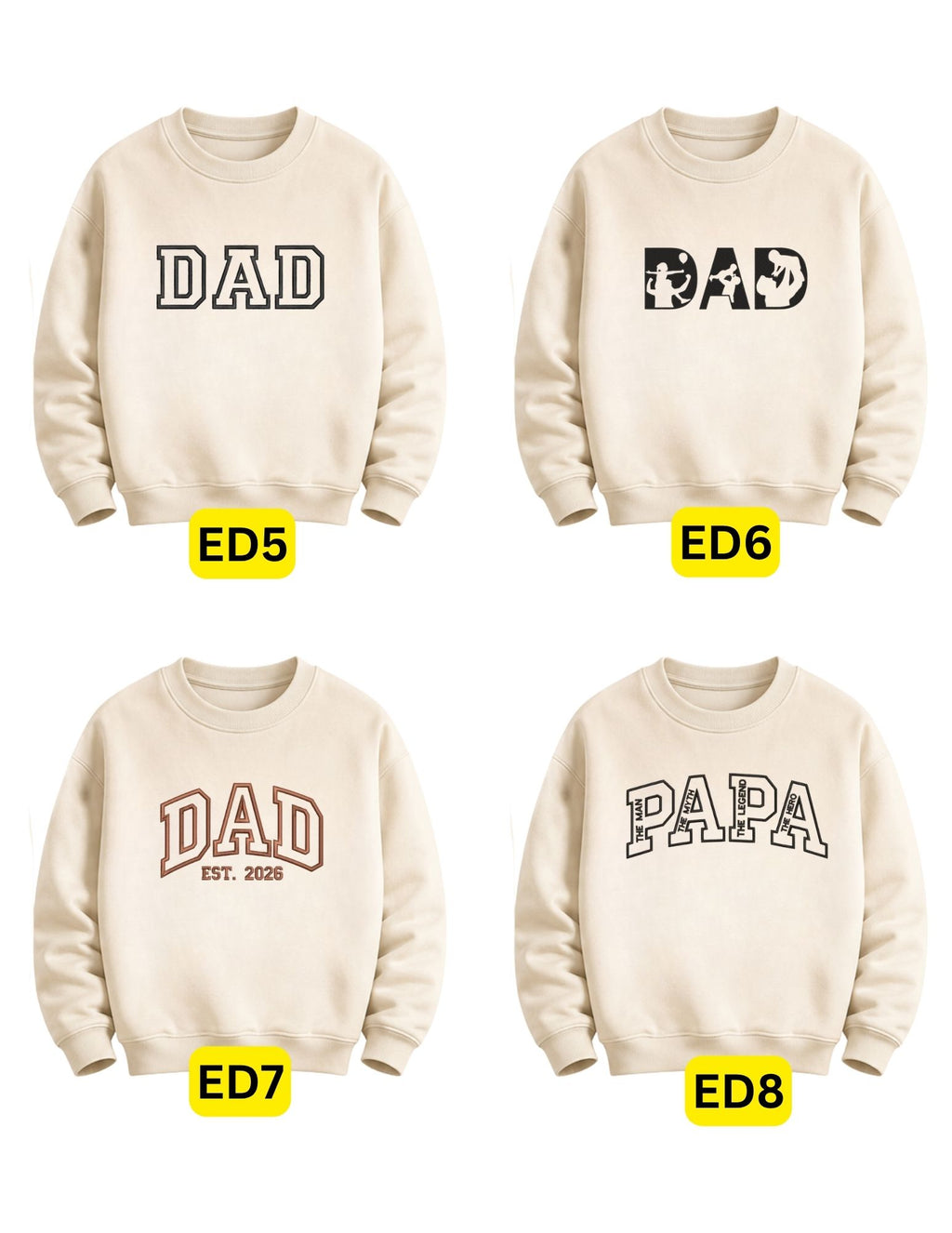 Custom Embroidered Dad/Grandpa/Papa & Personalized Name Apparel
