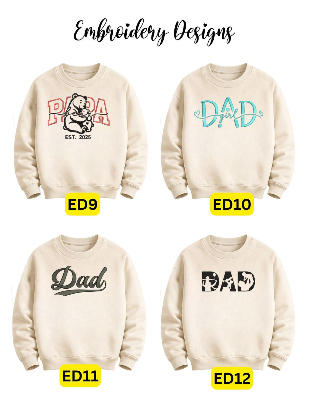 Custom Embroidered Dad/Grandpa/Papa & Personalized Name Apparel