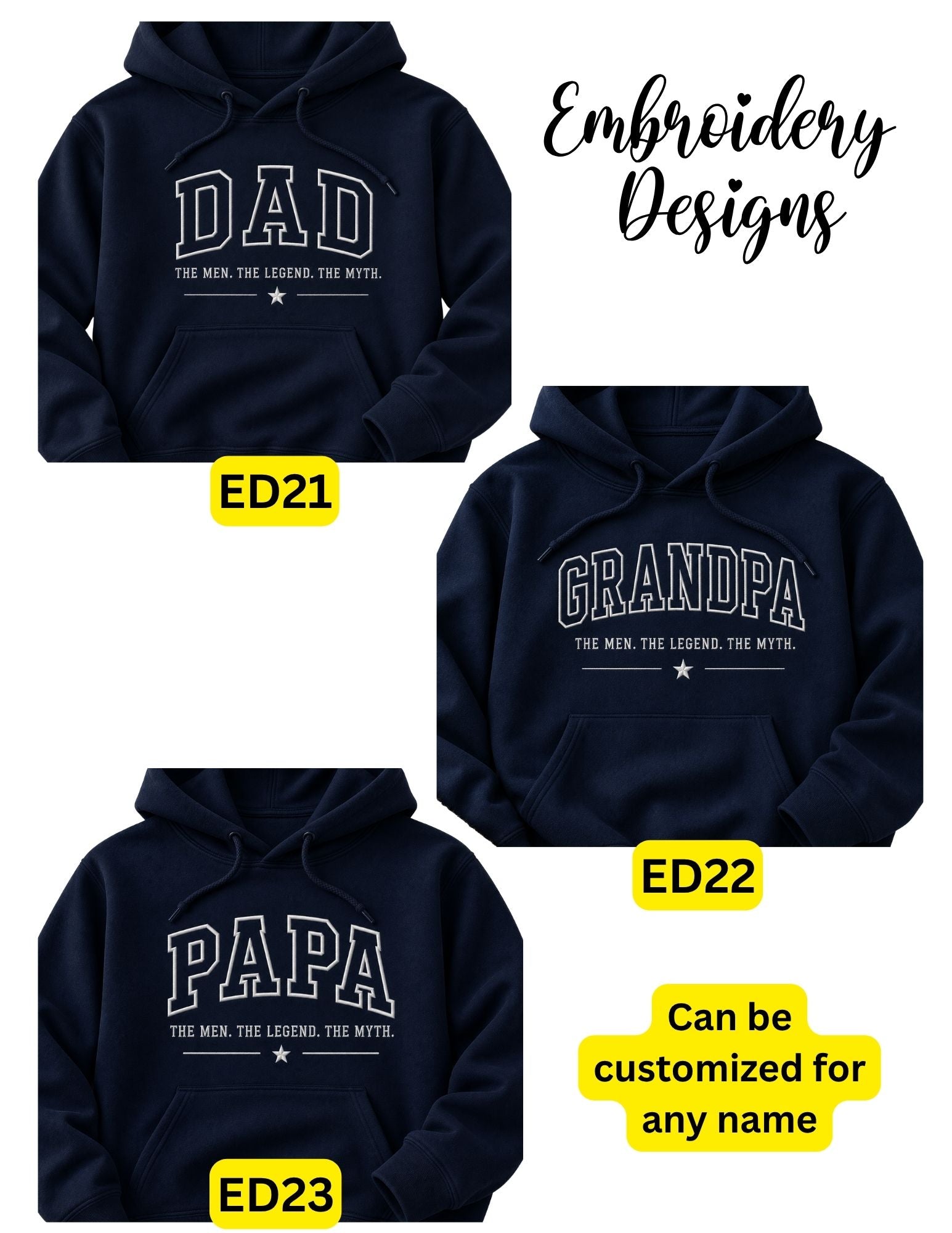 Custom Embroidered Dad/Grandpa/Papa & Personalized Name Apparel
