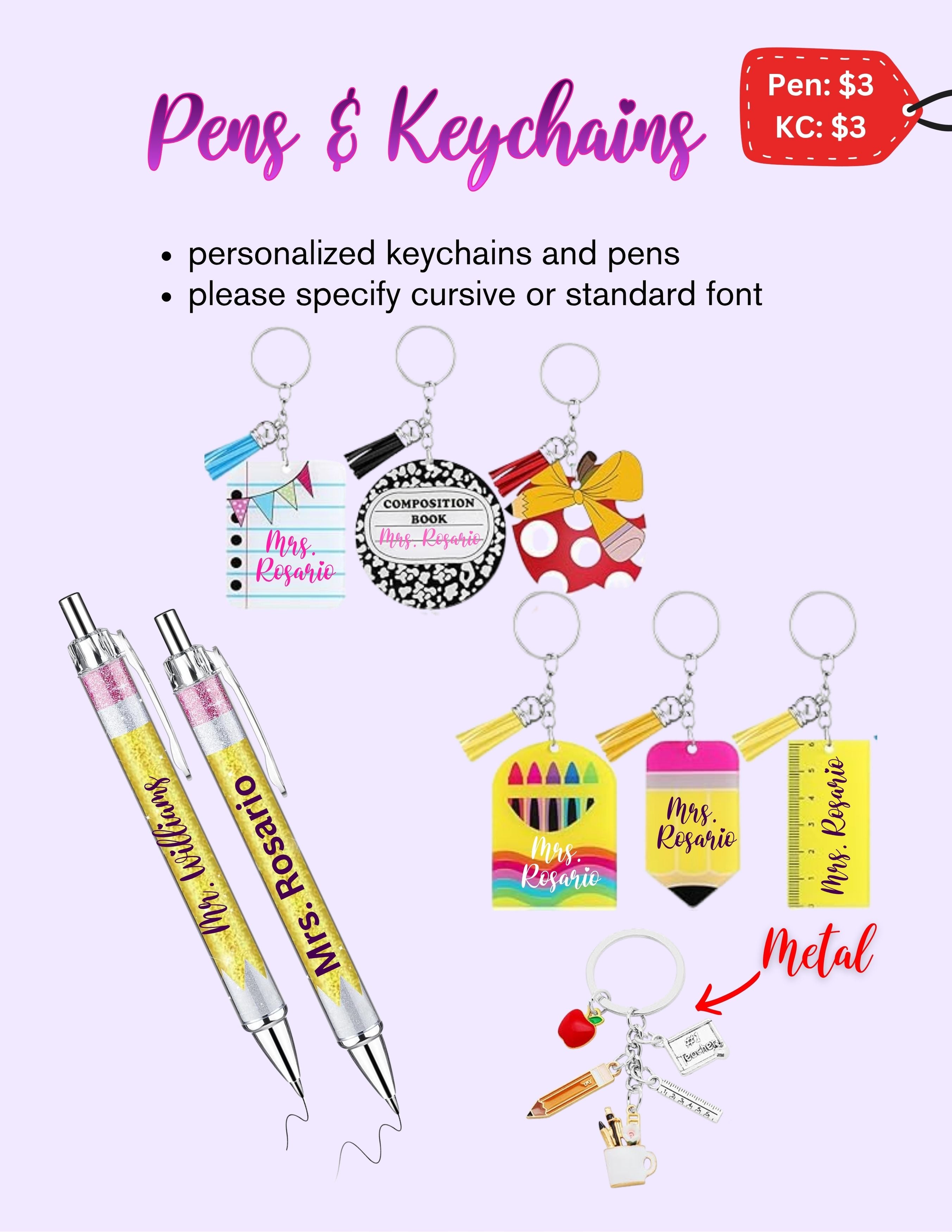 🍎 Personalized Teacher Keychains | Custom Name | Teacher Appreciation Gift