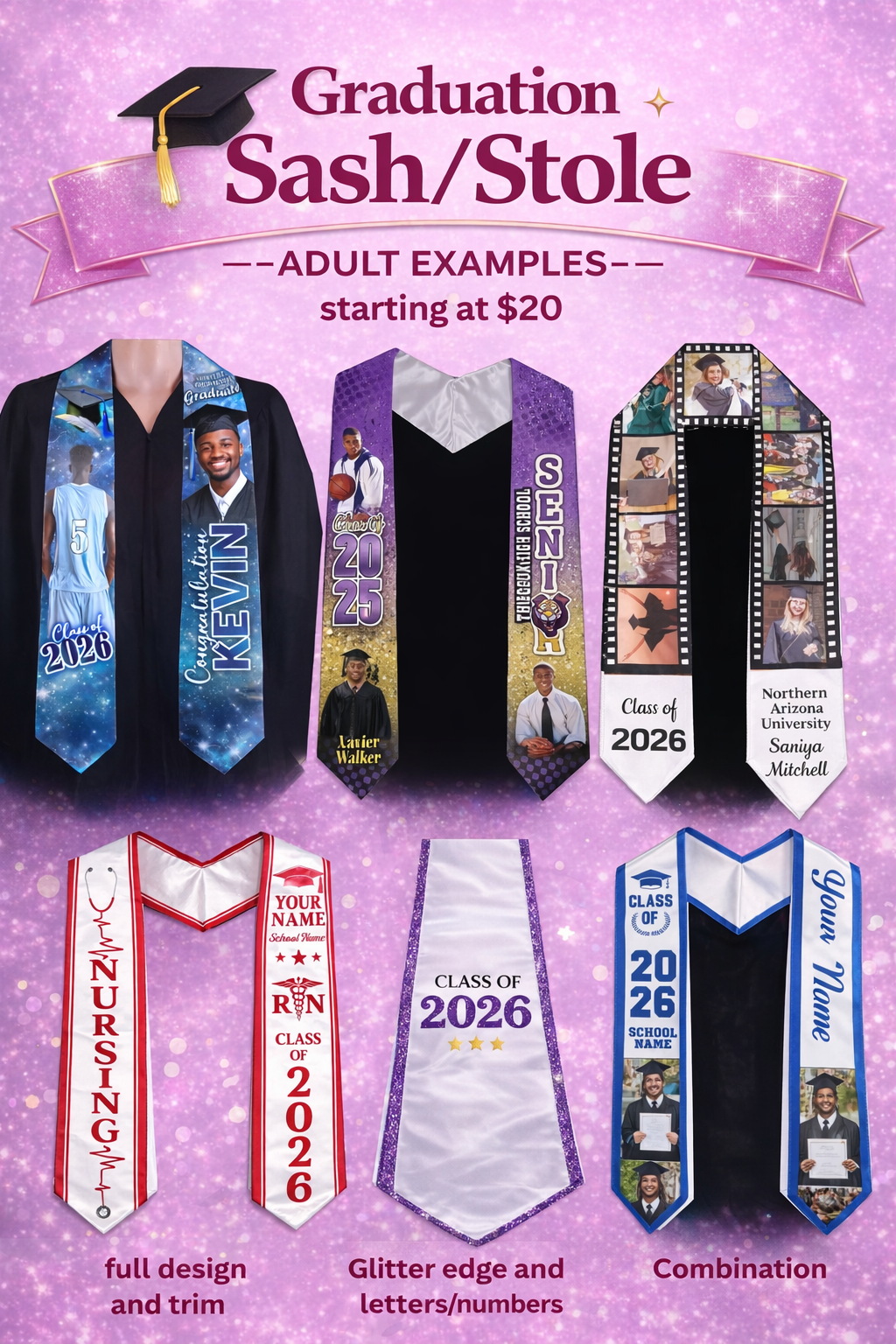 🎓 Personalized Graduation Sash / Stole