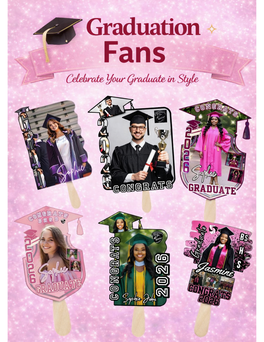 🎓 Custom Graduation Fans