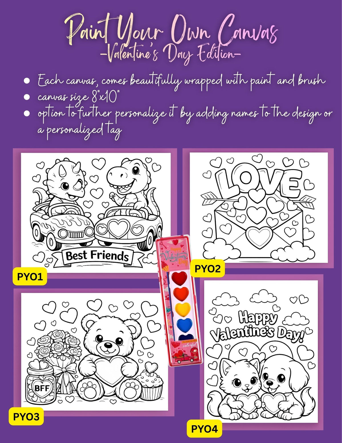 🎨 Paint Your Own Canvas Kit – Valentine’s Day Edition 💕