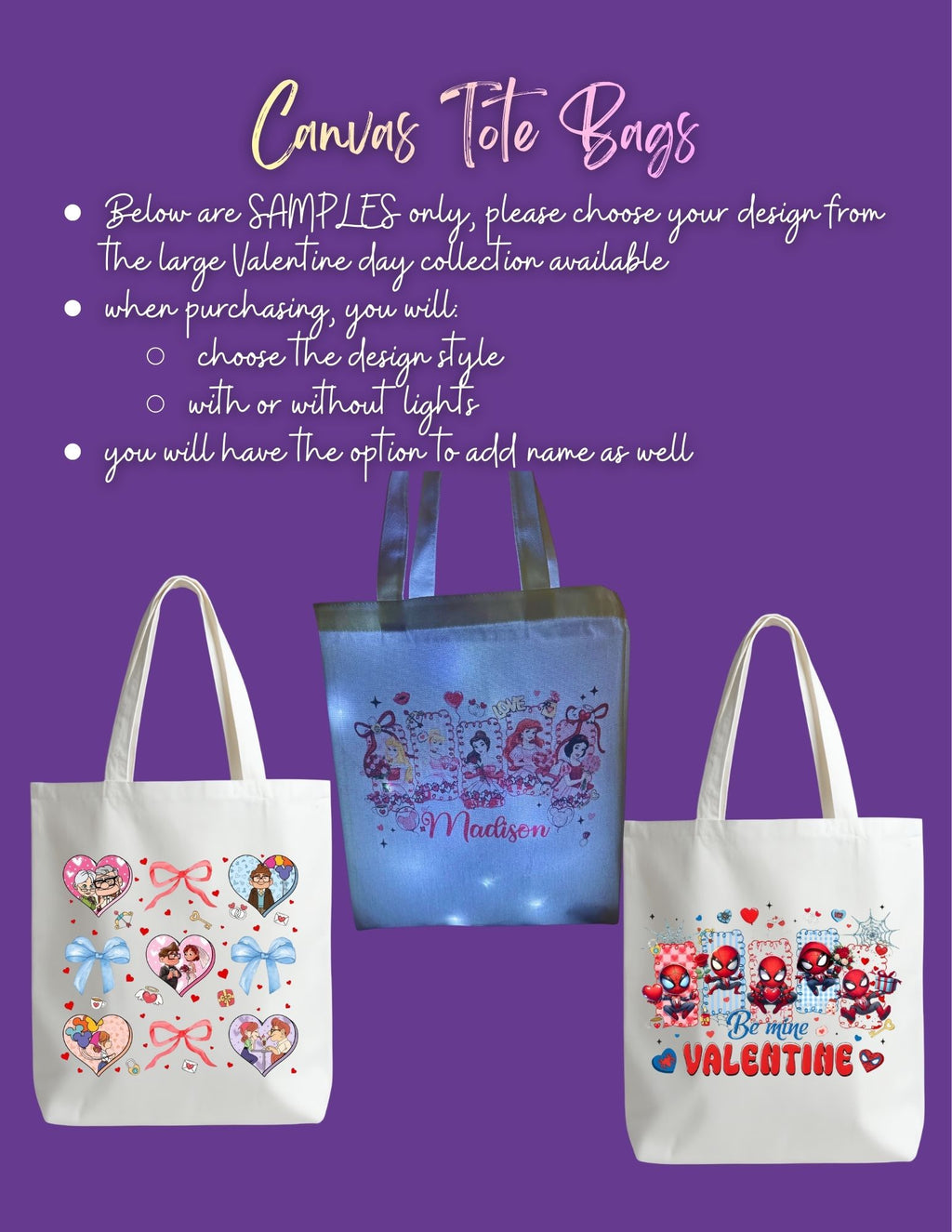 👜 Canvas Tote Bags – Valentine’s Day Collection 💕