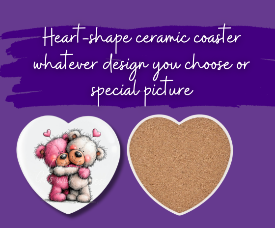 💖 Heart-Shaped Ceramic Coaster – Personalized Design 💖