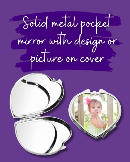 💕 Solid Metal Pocket Mirror – Personalized Cover 💕